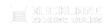 Garage Doors Auckland logo featuring the text 'Auckland Garage Doors' and an icon of a roller garage door in white.